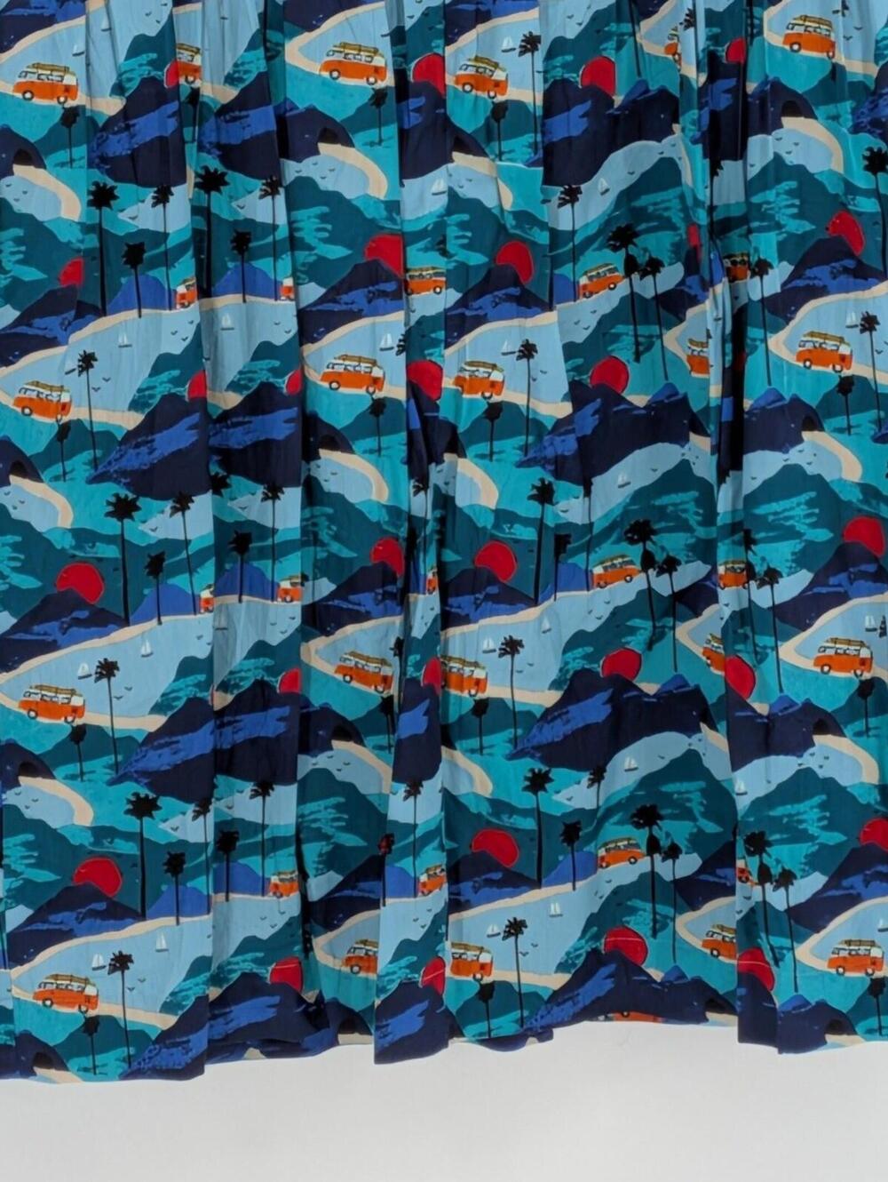 Emily & Fin XL Blue Orange Lucy Road Trippin Tropical Camper Cotton Dress - Picture 11 of 11